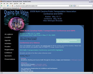 NCPTA Event 2009 Web screen shot